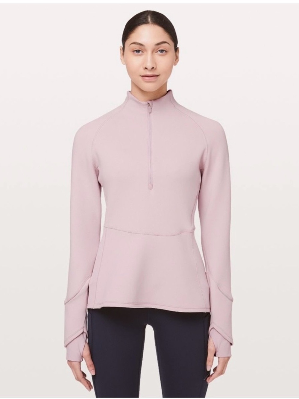 lululemon athletica Light Pink Half-Zip Peplum Pullover